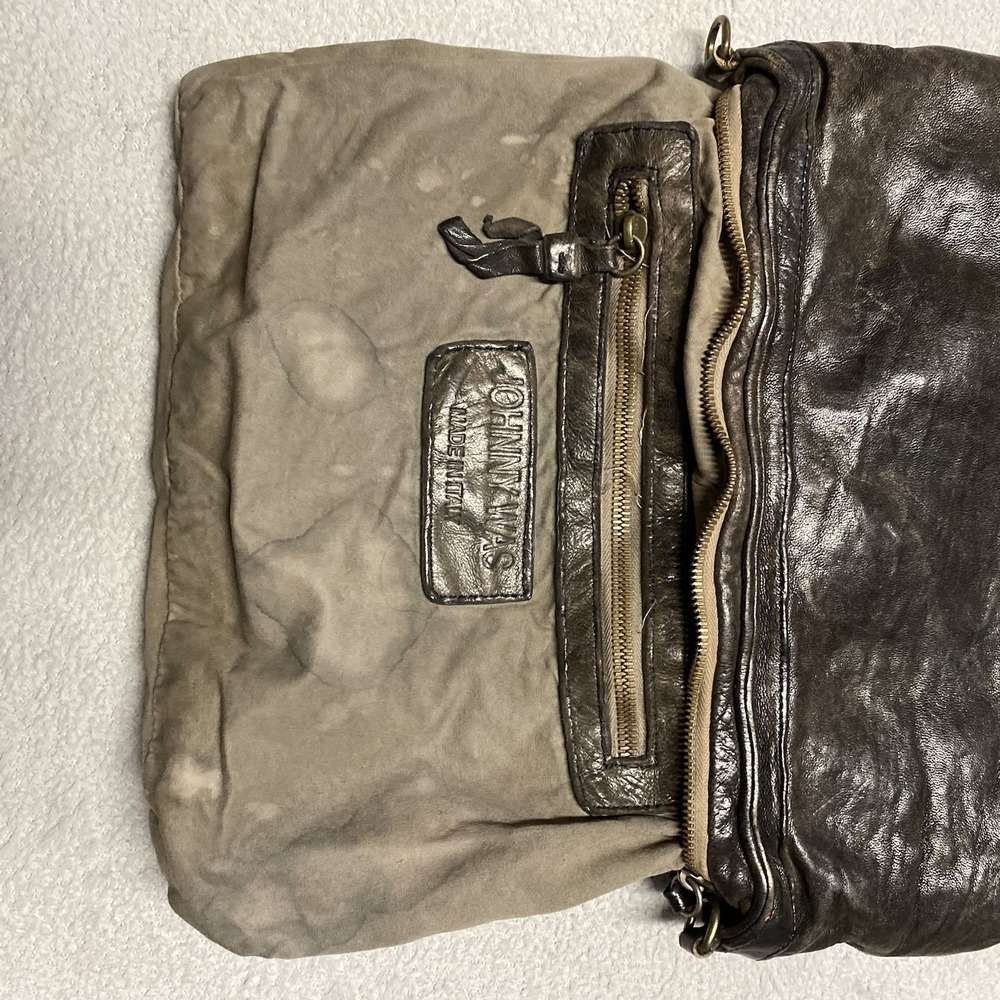 Johnny Was Leather Purse Bag Brown Crossbody Woven Hobo Italy Boho No‎ Strap - Picture 13 of 13